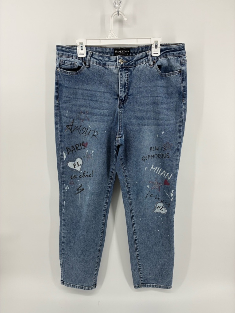 Frank Lyman Design Blue Graphic High Rise Skinny Jeans